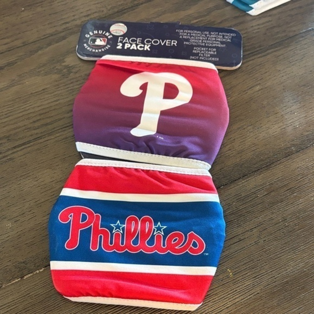 Genuine Merchandise Red and White Phillies Face Cover mask  2 Pack